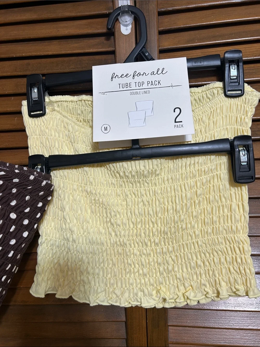 NWT Free For All Qty 2 - 1 Yellow and 1 Brown & White Elastic Tube Tops Size M